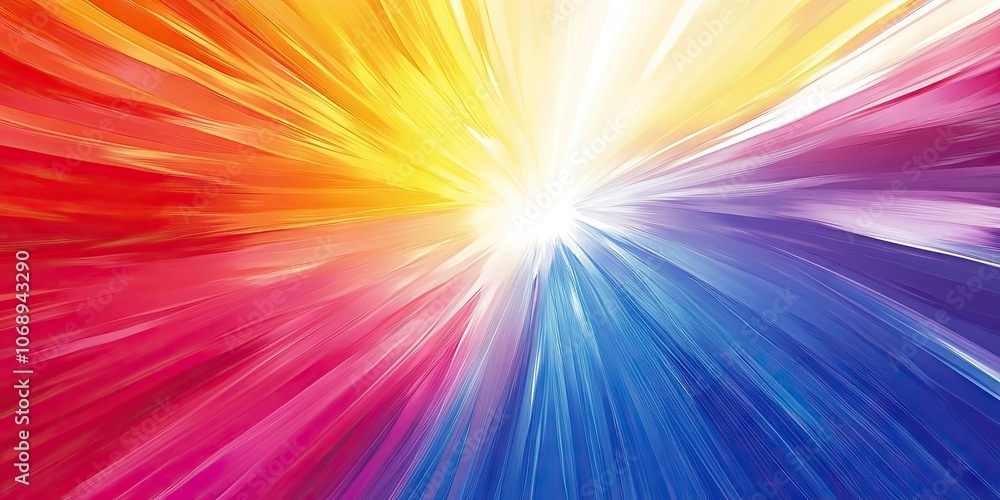 Poster lively and colorful abstract background featuring psychedelic rays, creating an energetic and dynami