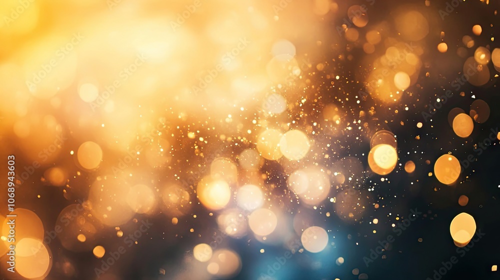 Poster vibrant abstract background with golden and black bokeh lights create a captivating atmosphere. this
