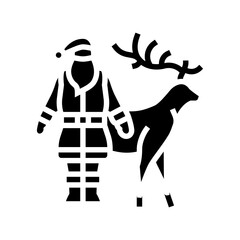 santa claus reindeer glyph icon vector. santa claus reindeer sign. isolated symbol illustration