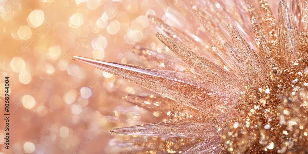 Aufkleber a detailed view of a sparkling spike set against a backdrop that shimmers in shades of pink and gold