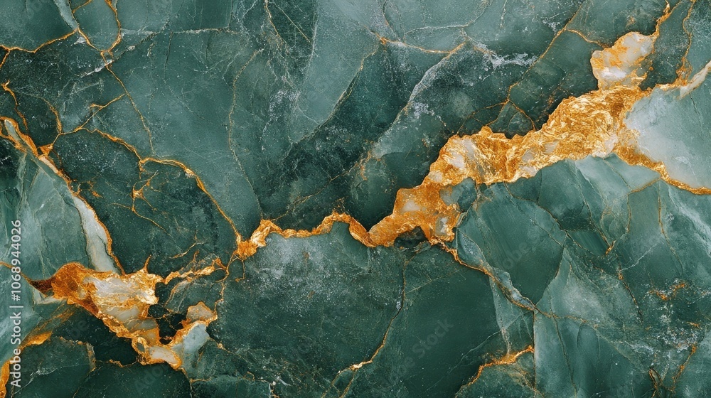 Poster abstract green marble texture with elegant golden veins creates a unique visual appeal. this abstrac