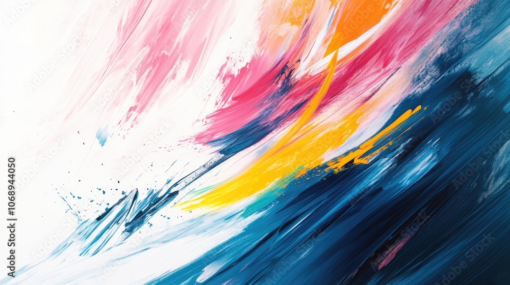 Poster vibrant abstract colorful brushstrokes create a stunning visual on a blank canvas, providing ample s