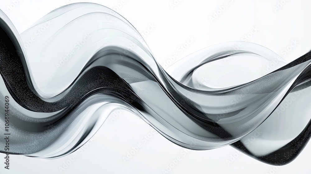 Poster gray and black waves create an abstract digital design, emphasizing music in a captivating 3d illust