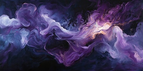 Obraz premium A striking abstract representation of purple flames intertwined with smoke set against a dark backdrop creates a compelling and powerful visual impact.