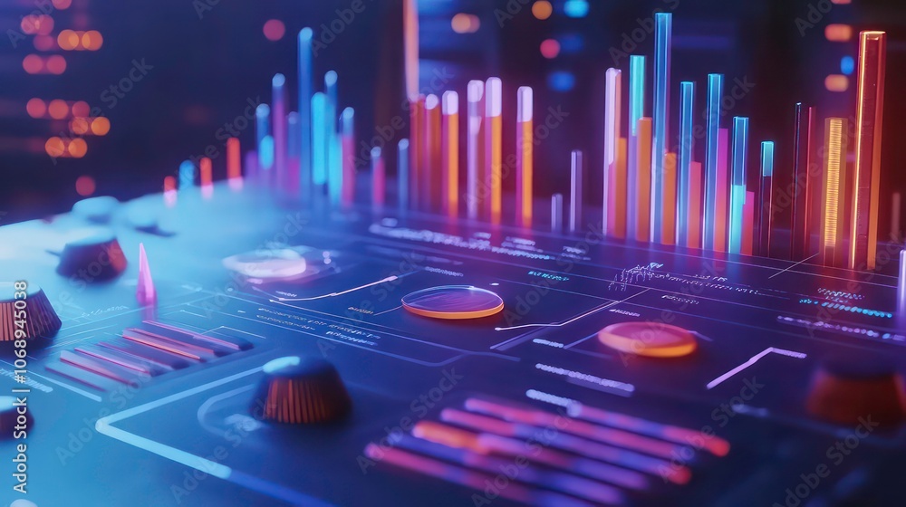 Poster A futuristic interface displaying audio visualizations and control elements.