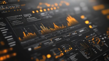 A sleek data visualization interface showcasing graphs and analytics in a dark theme.