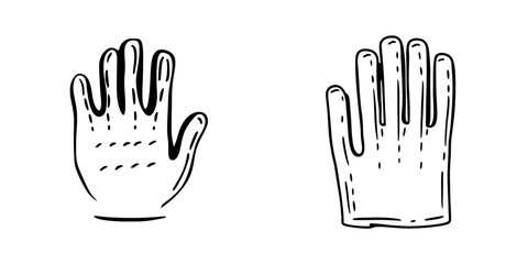 Obraz premium Gloves for drawing illustrations modern outline hand drawn