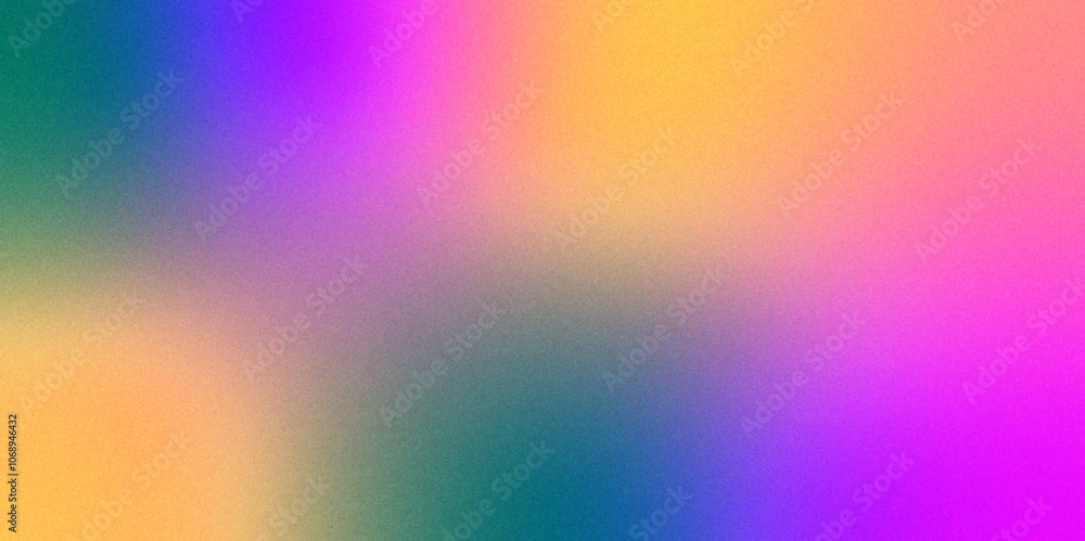 Aufkleber Abstract blurred gradient background in bright colors. flat background gradient yellow, pink blue, backdrop or background. abstract glowing grainy gradient noise texture poster header banner design	