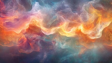Fototapeta premium Modern abstract smoke cloud creates a wispy texture with a blur background, resembling a vibrant nebula from a galaxy. The comet flame adds a mystical fantasy element, inviting exploration.