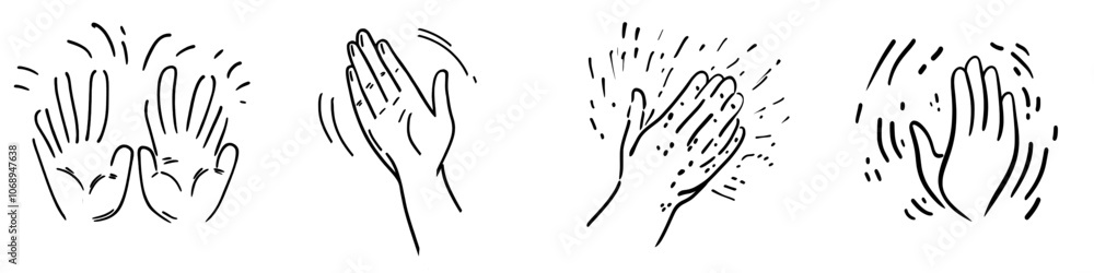 Poster grasping hands pixel perfect rgb color icon. applause and greeting after performance. nonverbal sign