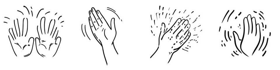 Obraz premium Grasping hands pixel perfect RGB color icon. Applause and greeting after performance. Nonverbal signal. Simple filled line drawing. Editable stroke. Arial font.