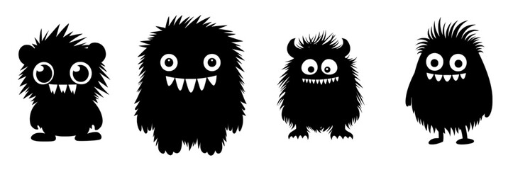 Modern illustration of a monster in a minimalist and simple silhouette