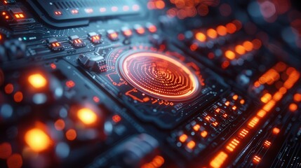 Obraz premium Futuristic Circuit Board with Glowing Elements
