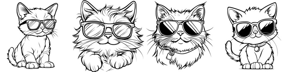 Obraz premium Animated Japanese Bobtail cat wearing sunglasses