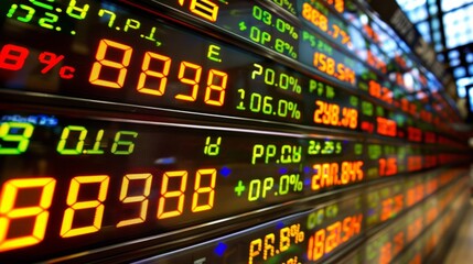 Fototapeta premium Close-up of digital stock market screen showing dividend stock graph with upward trend line,symbolizing financial growth and investment success