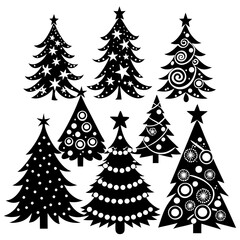 Obraz premium 10 Silhouette Christmas Tree Vector, Silhouette Christmas Tree Vector, Christmas Tree Silhouette Vector