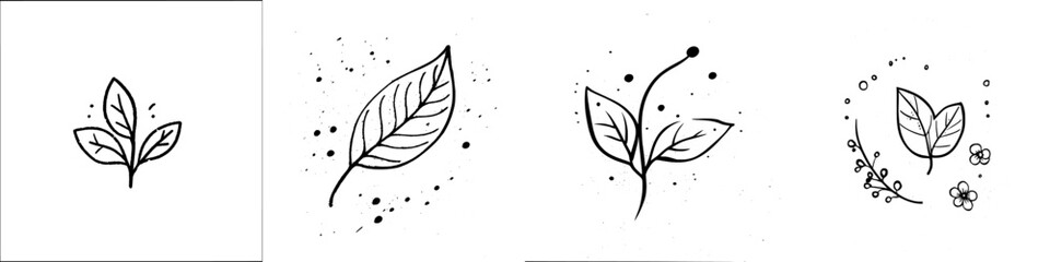 Fototapeta premium This is a modern drawing of a passion fruit leaf with rough charcoal lines and graphite textures. It can be used on labels for cosmetics, yogurt, or healthy food packages.