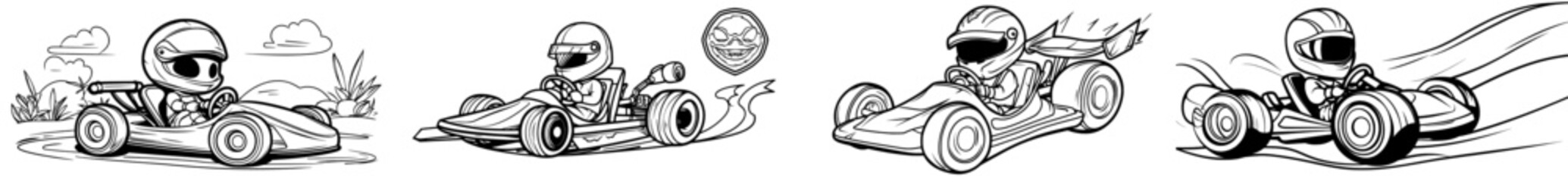Obraz premium On a transparent background is an image of a black modern icon of a GO Cart car.