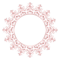 Damask Round Wreath rose gold circular round ornament floral Abstract pattern, Classical Victorian traditional style, illustration Vintage Design, Flower frames, Mandala, Antique, Moroccan frame