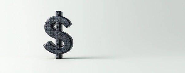 Fototapeta premium The aesthetic of a minimalistic matte black dollar sign symbolizing low resolution in 3d design