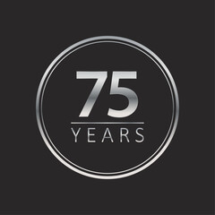 75 years for celebration events, anniversary, commemorative date. silver years logo badge