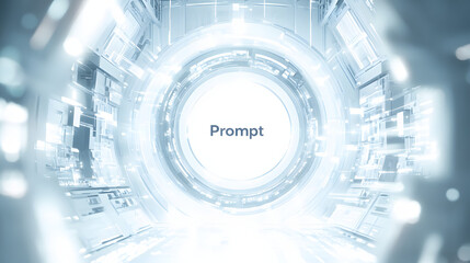 Obraz premium White fruturistic AI prompt illustration. High-tech background concept. Ready to use command prompt box