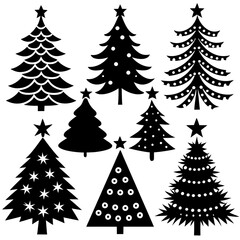 10 Silhouette Christmas Tree Vector, Silhouette Christmas Tree Vector,  Christmas Tree Silhouette Vector