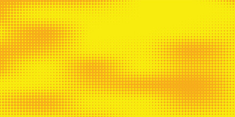 Yellow halftone gradient pattern texture with technology digital background. Pop art comic dots with summer background.