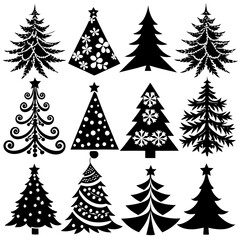 10 Silhouette Christmas Tree Vector, Silhouette Christmas Tree Vector,  Christmas Tree Silhouette Vector