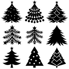 Obraz premium 10 Silhouette Christmas Tree Vector, Silhouette Christmas Tree Vector, Christmas Tree Silhouette Vector