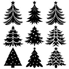 10 Silhouette Christmas Tree Vector, Silhouette Christmas Tree Vector,  Christmas Tree Silhouette Vector