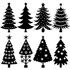 Obraz premium 10 Silhouette Christmas Tree Vector, Silhouette Christmas Tree Vector, Christmas Tree Silhouette Vector