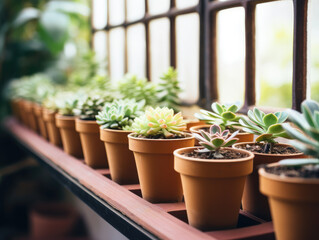 Serene Indoor Succulent Garden on Window Ledge