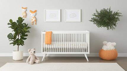 Modern Nursery Decor with Orange Accents 