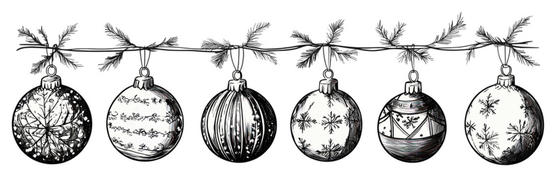 PNG Hand drawn Christmas ornaments illustration decoration.