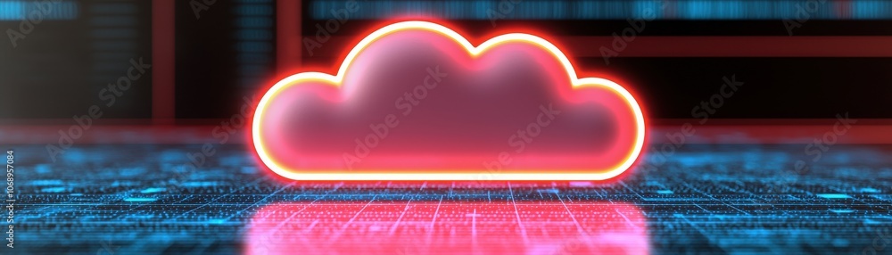 Poster a glowing cloud symbol against a digital background, representing cloud computing and storage techno
