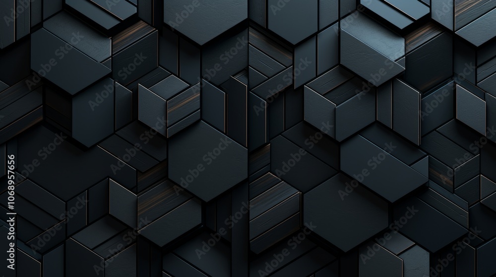 Poster Abstract dark geometric hexagonal pattern, modern abstract background for graphic design