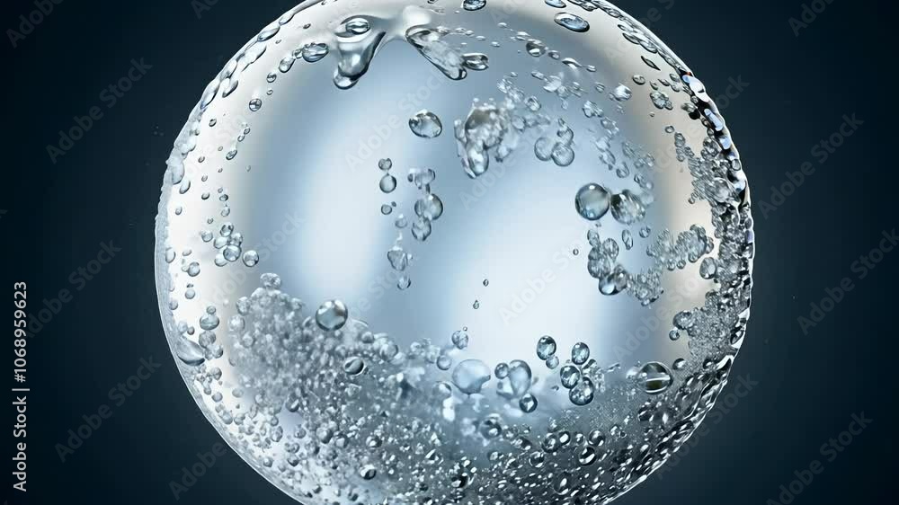 Aufkleber camera orbits molten metal explosion with shimmering silver droplets in a spherical pattern