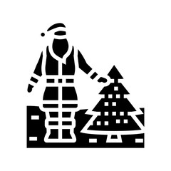 santa claus christmas tree glyph icon vector. santa claus christmas tree sign. isolated symbol illustration