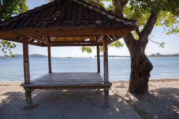Beach hut, Island Gili Gede, Lombok, Indonesia, Southeast Asia.