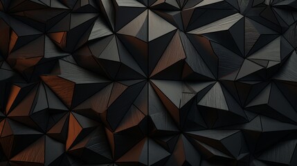 Fototapeta premium Abstract black and dark grey geometric pattern, 3D render of triangle shapes background