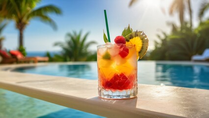 Refreshing Summer Cocktail with Ice on a Warm Day