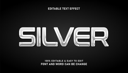 Editable modern and elegant 3d silver style text effect