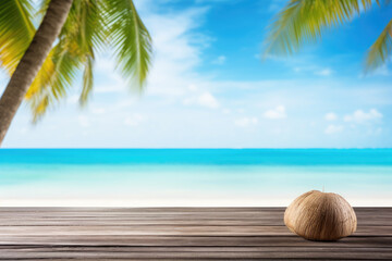 Serene Tropical Beach Paradise with Coconut