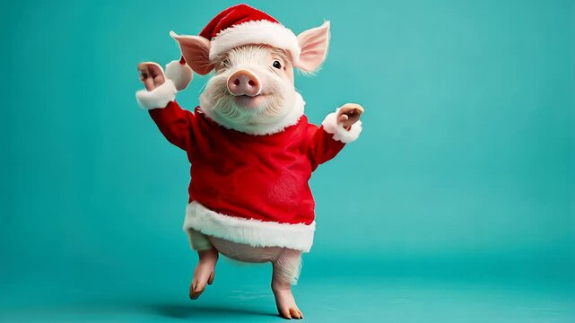 Dancing Pig in Christmas Costume