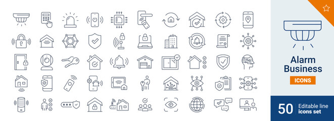 Alarm icons Pixel perfect. home, security, product, ...	

