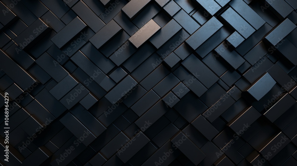 Poster Abstract geometric pattern of black rectangular blocks