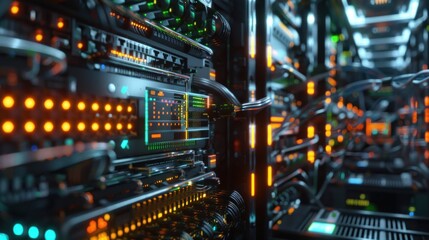 Fototapeta premium Advanced GPUs in high-tech data centers.