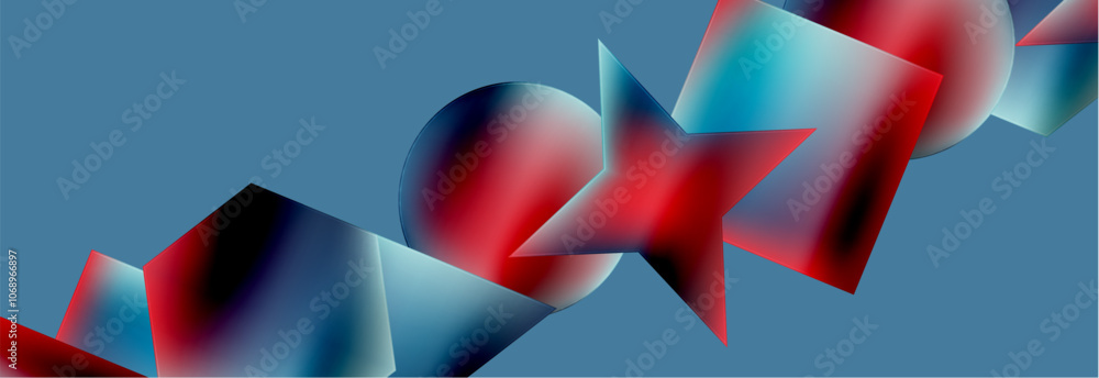 Poster neon color geometric shapes square triangle circle abstract background. vector illustration for wall