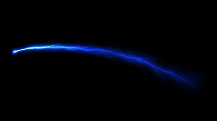 Abstract blue light streak on a black background.